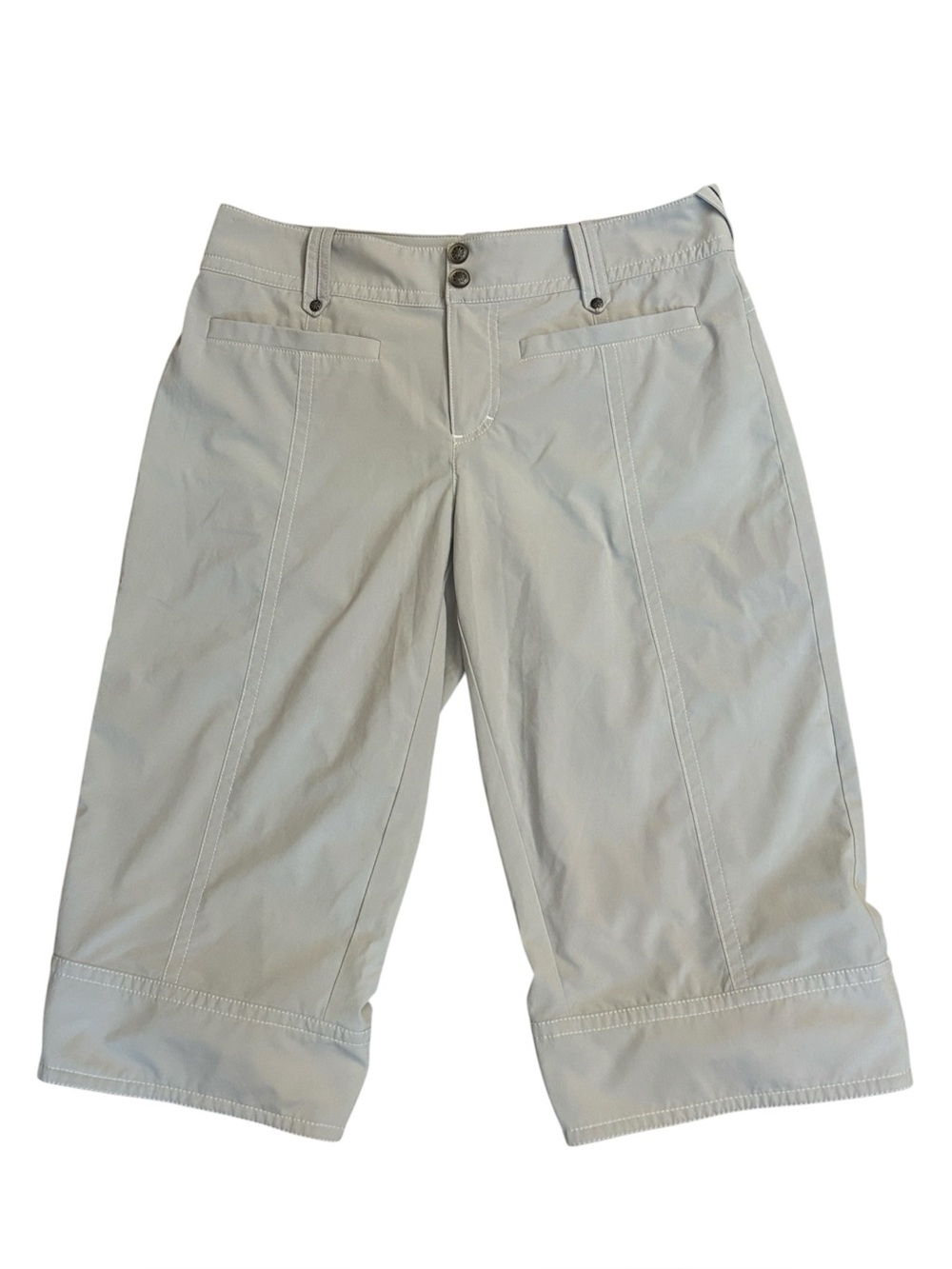 Athleta Tear Away B4 You Play Wide Leg Tan Capri Pants Size 8